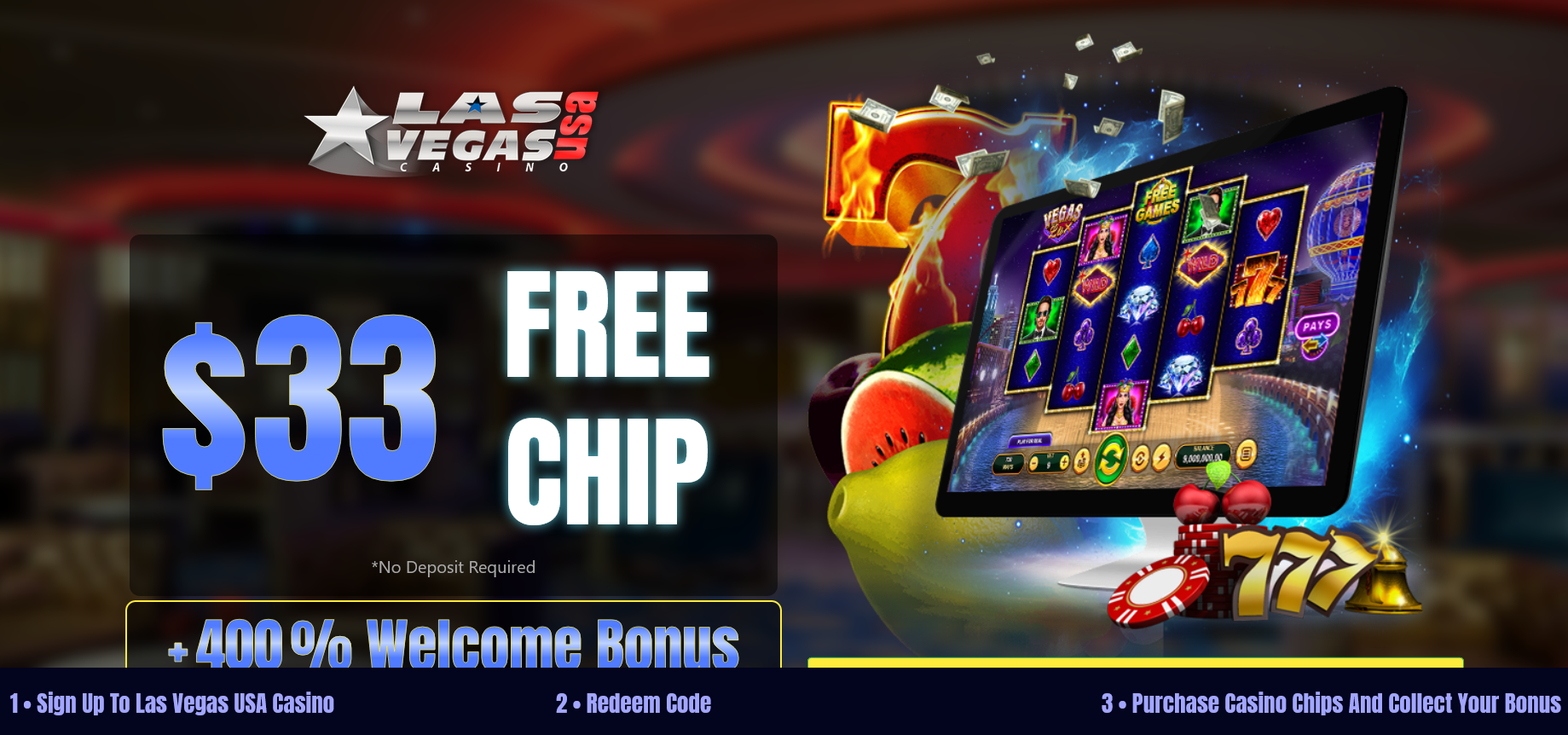 400% WELCOME BONUS + $33 FREE CHIP 2021