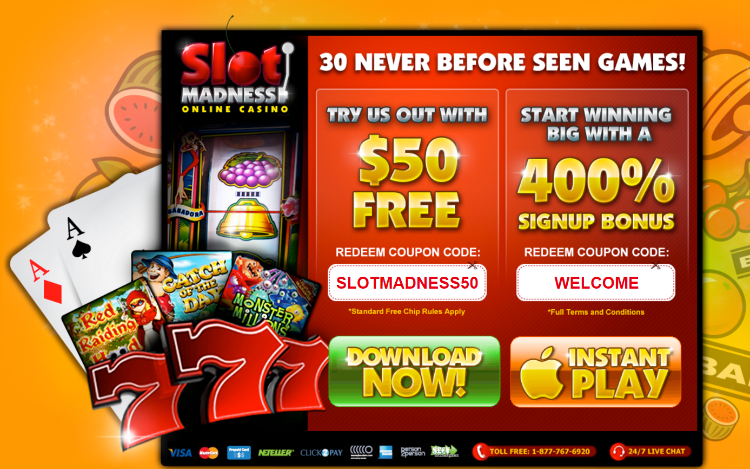 Slots Madness | 300% Signup Bonus | $50 Free Chip